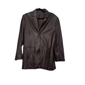 Terry Lewis Classic Luxury Women’s Soft Leather Jacket Size M Dark Brown